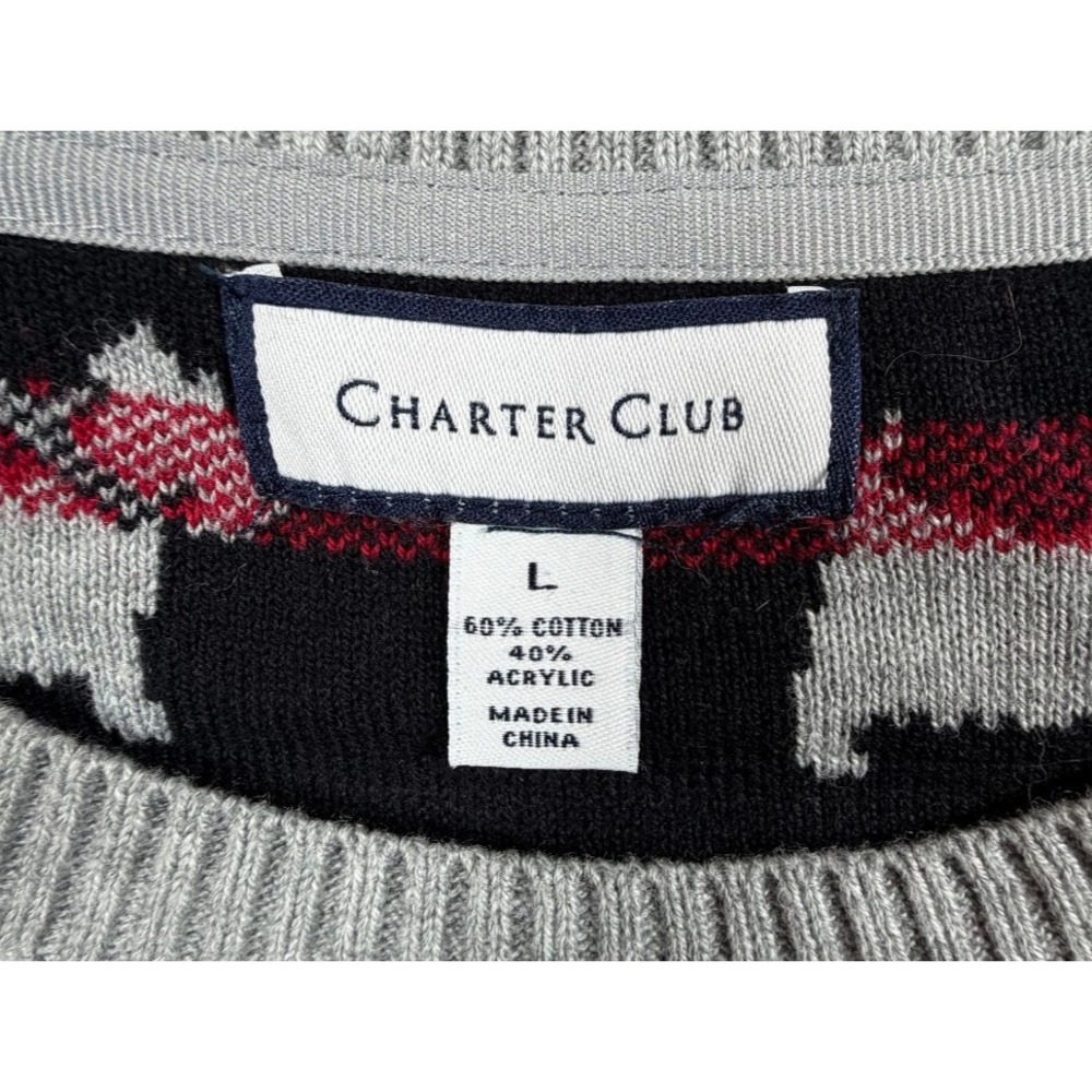 Charter Club Womens Large Sweater Gray Scottie Dog Scottish Terrier Christmas - Picture 3 of 9